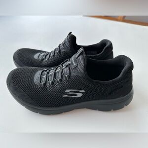 Skechers Sport women’s Summit sneakers. All black, slip on. Memory foam.